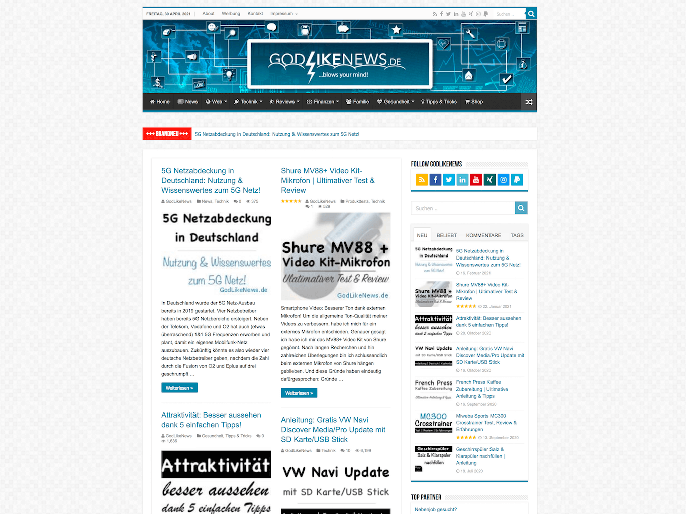 GodLikeNews Blog - Screenshot